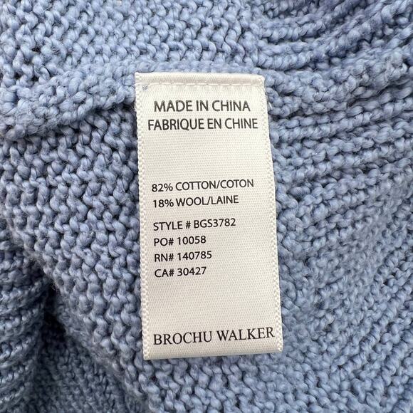 Brochu Walker Saskia Vee Cotton Knit Pullover Sweater Blue - Picture 6 of 7